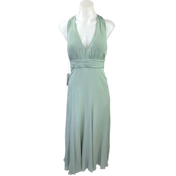 NEW Reformation Green Rosalind Halter Plunge V Cocktail A Line Maxi Dress Size 2 - Picture 5 of 11
